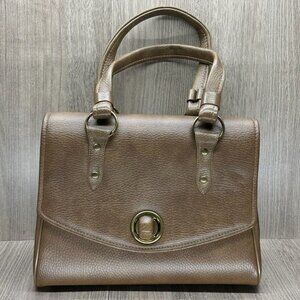 Vintage Jaclyn USA Shoulder Bag Womens Stand Alone Turn Lock Gold Plated Brown